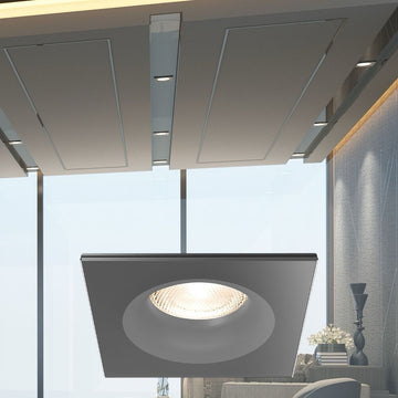 Вграден квадратен спот IP54 черен фасунга MR16 L84xH38mm