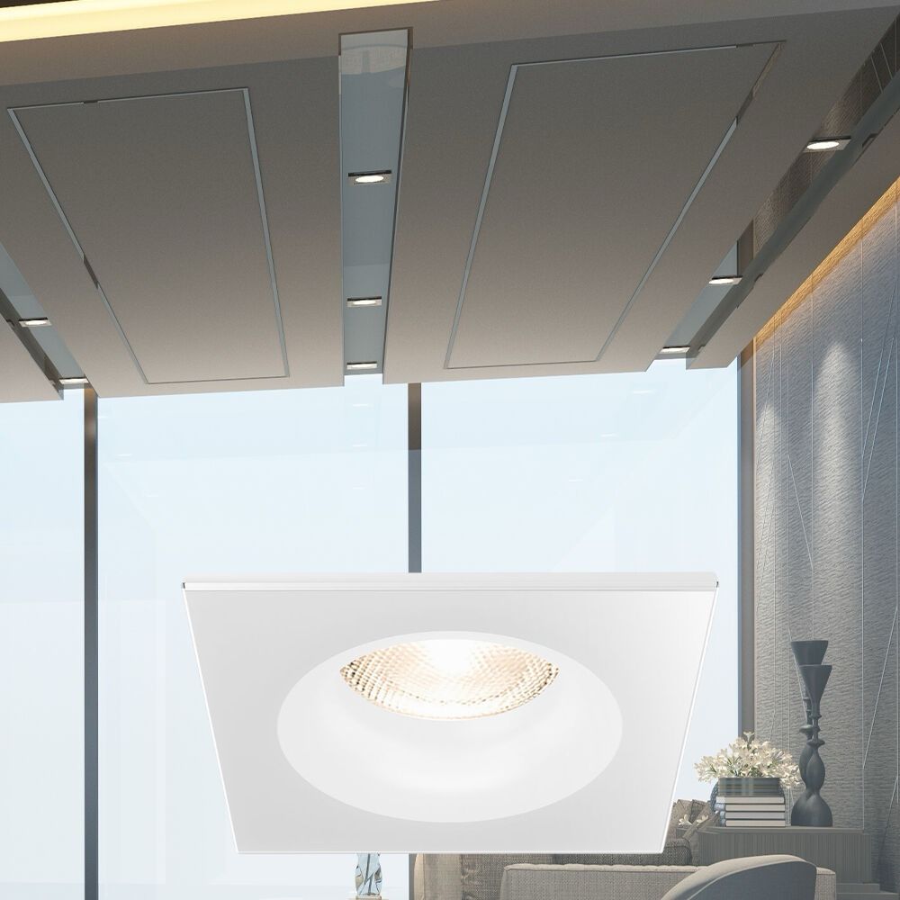 Вграден квадратен спот IP54 бял фасунга MR16 L84xH38mm