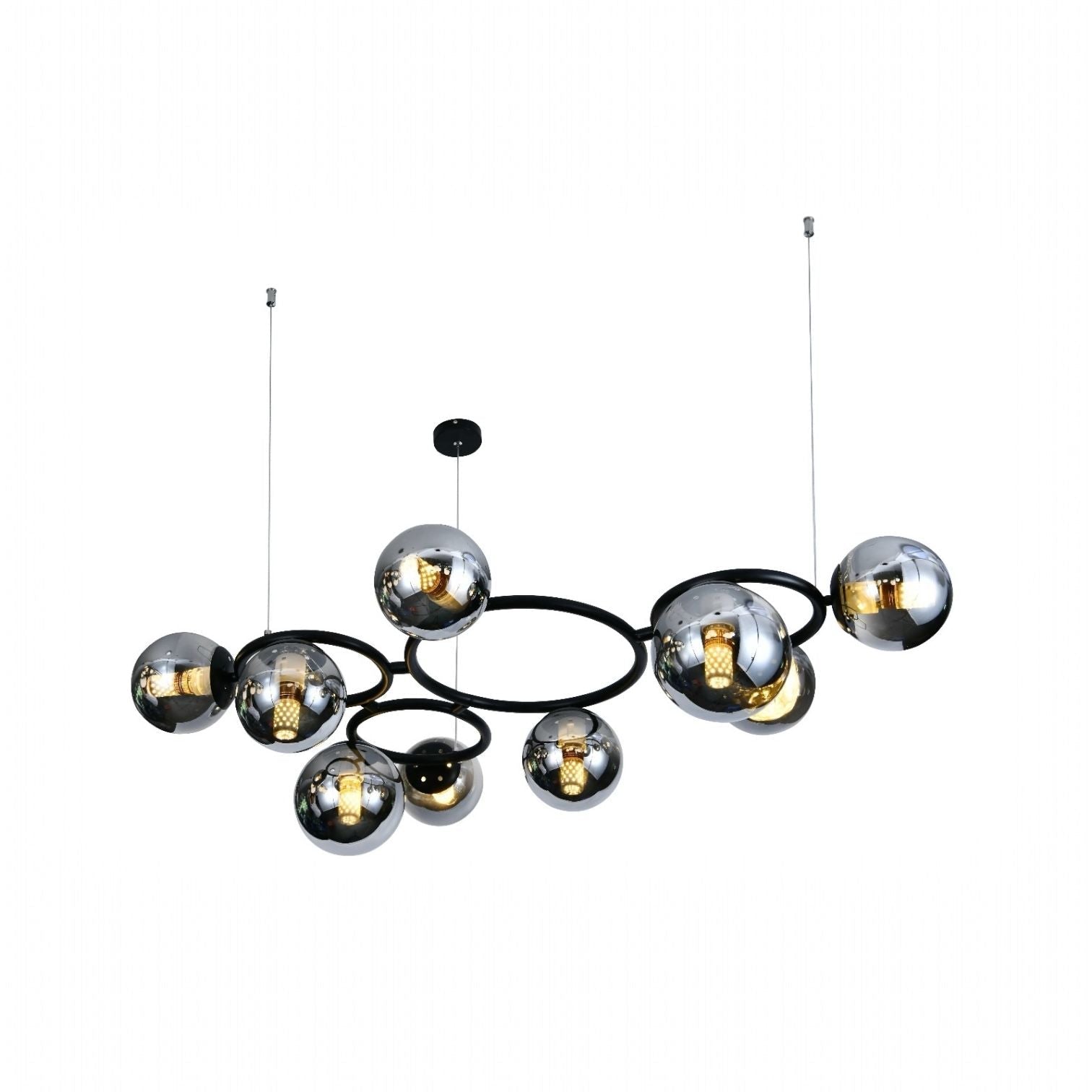 Lustra Suspendata DIONIS Circles Black Abajur Fumuriu 9xE27 Chandeliers