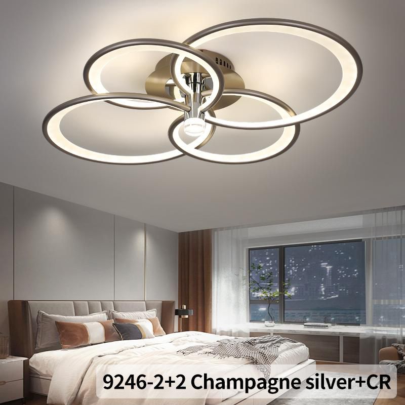 LED осветително тяло CHAMPAGNE Silver 4 Circles Еквивалент 700W Дистанционно