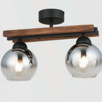 Осветително тяло Wood Black & Brown абажур опушена 2xE27