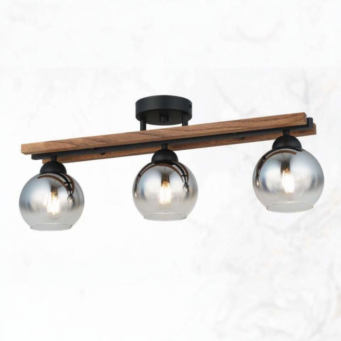 Осветително тяло Maxi Wood Black & Brown абажур опушена 3xE27