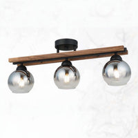Осветително тяло Maxi Wood Black & Brown абажур опушена 3xE27