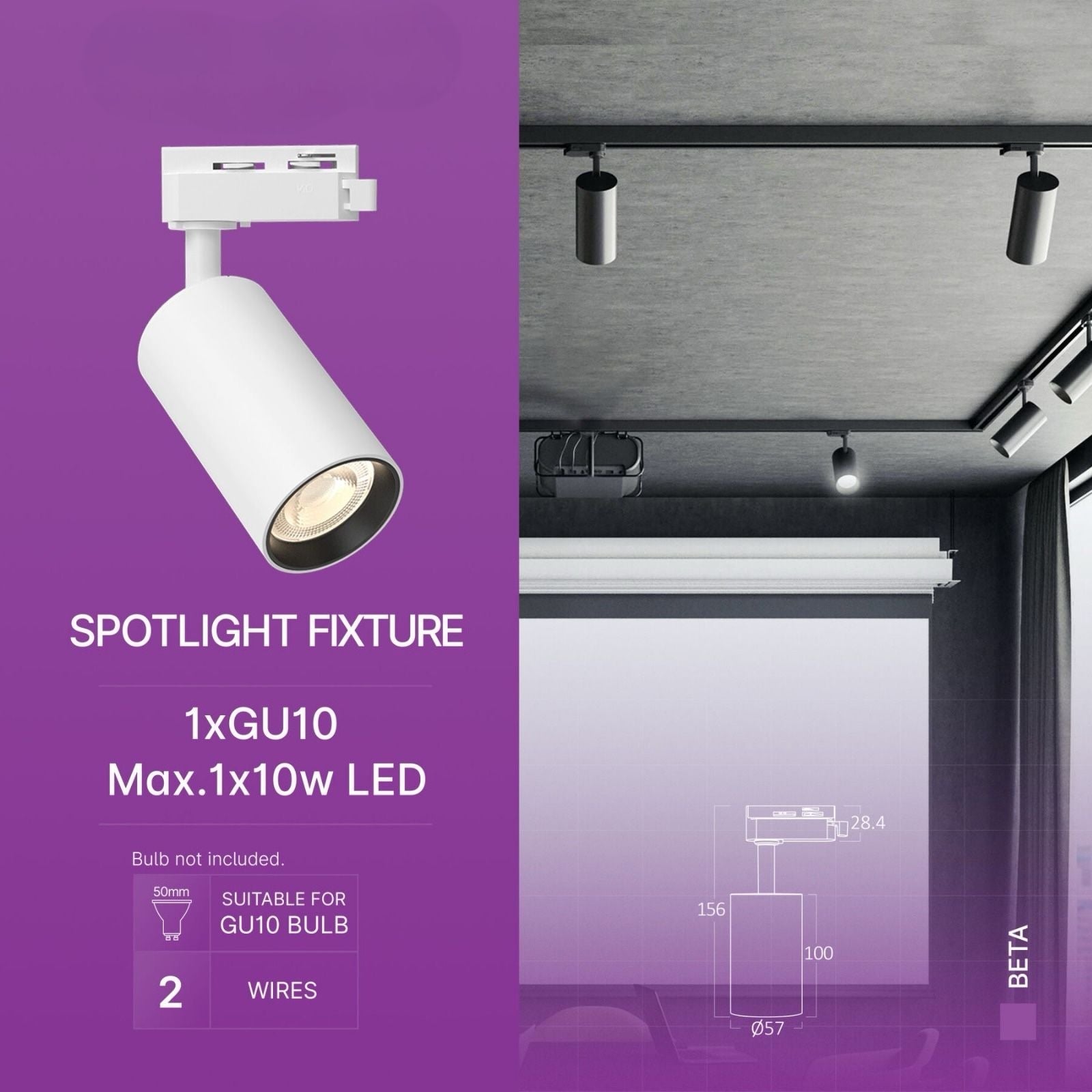 LED спот за магазин за шина, бял, фасунга GU10
