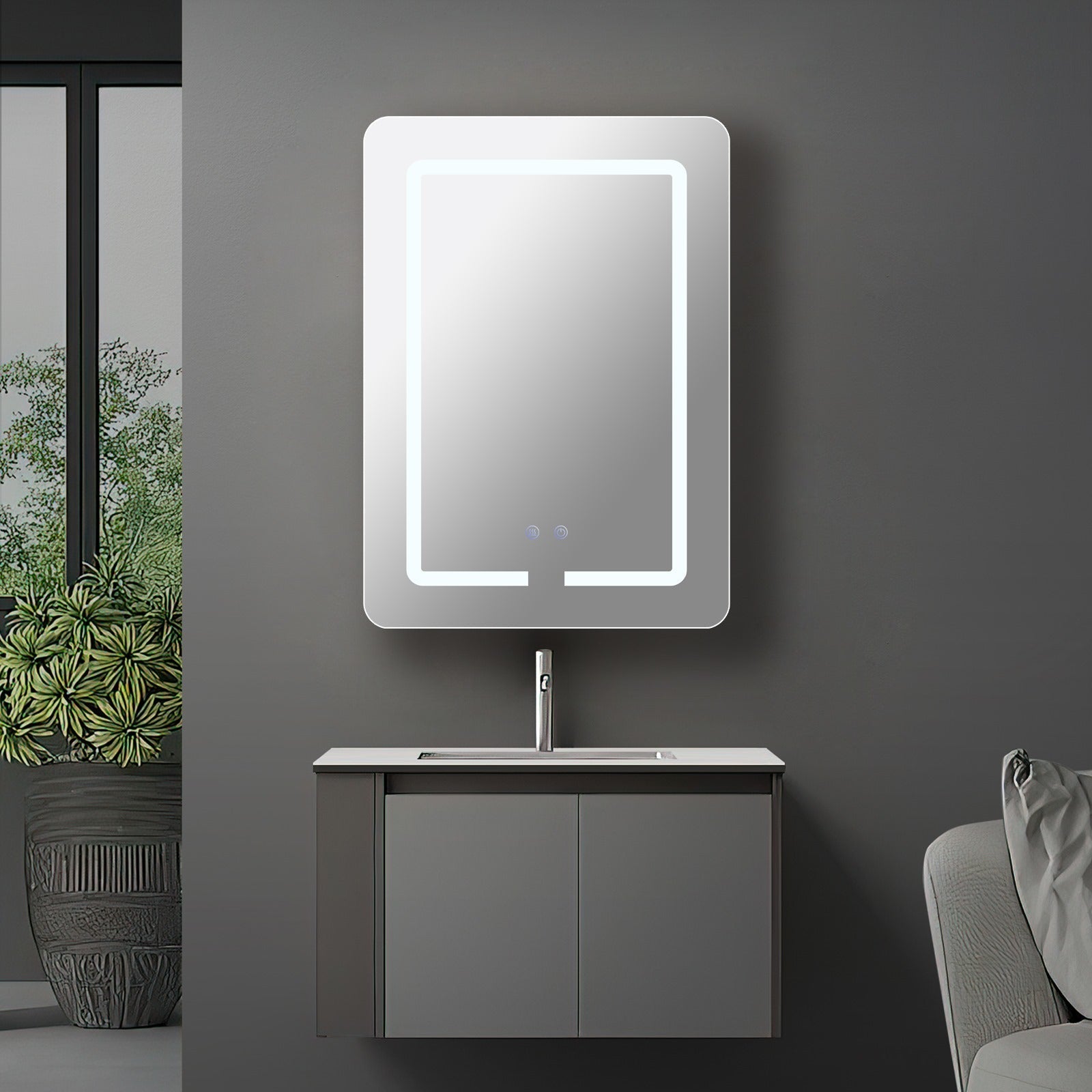 Шкаф за баня с огледало LED Touch и противозапотяване 50x70cm