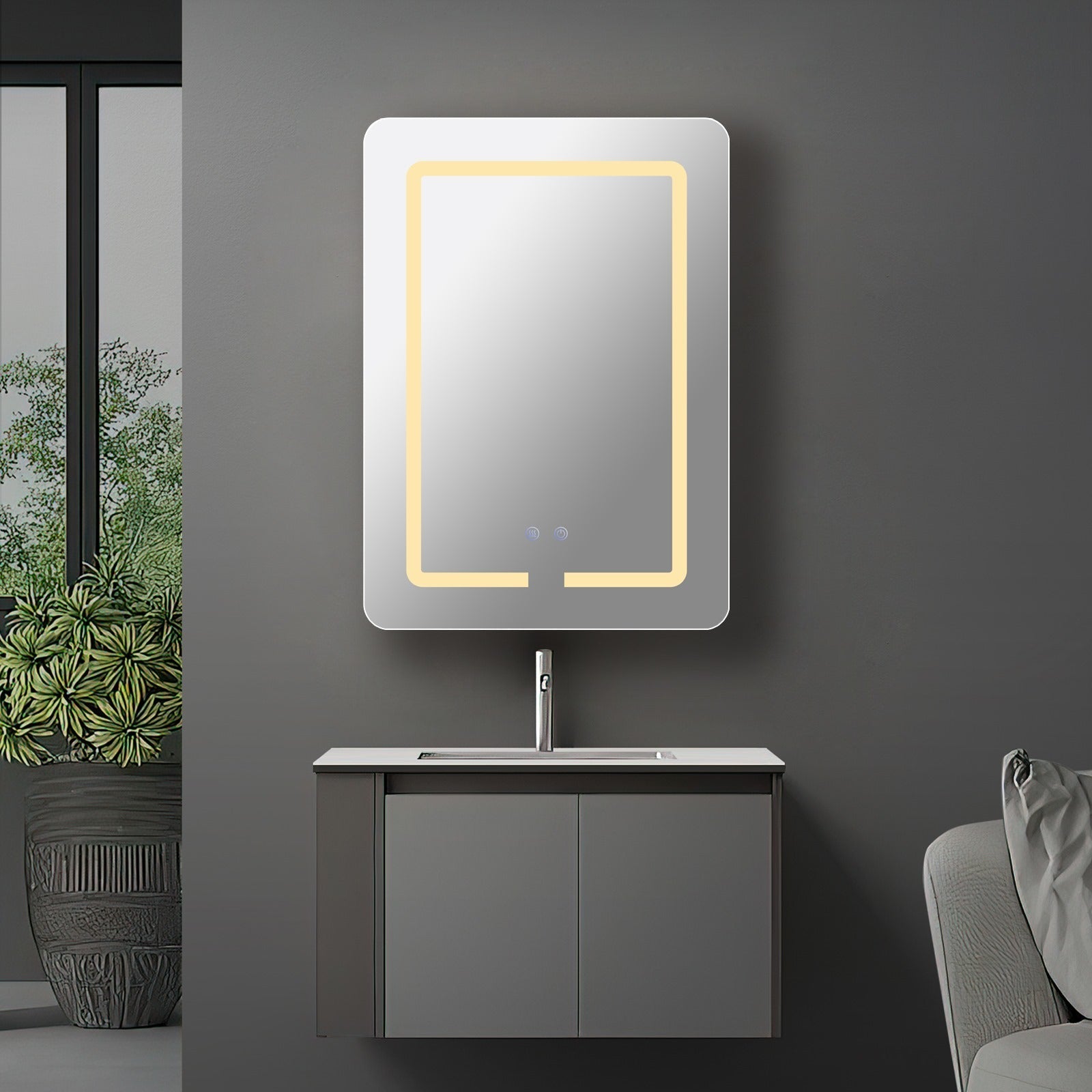 Шкаф за баня с огледало LED Touch и противозапотяване 50x70cm