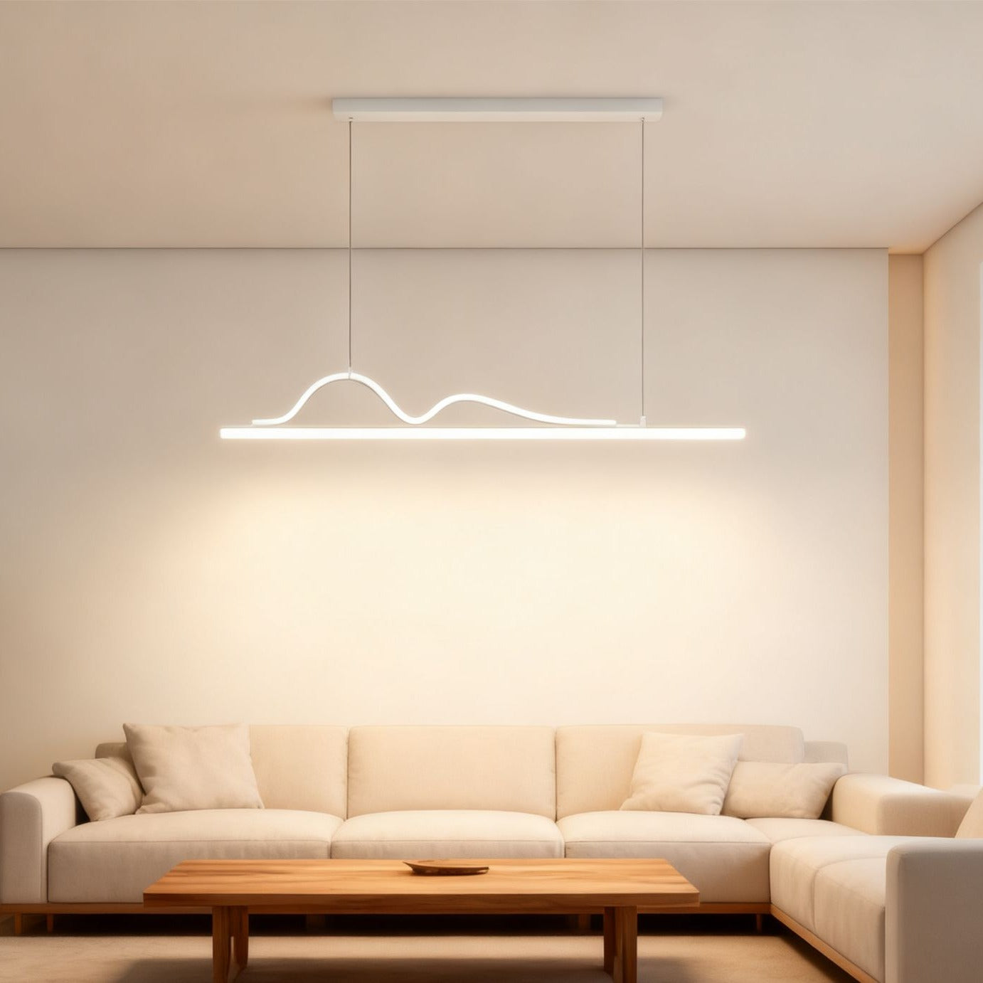 LED осветително тяло Snake, висящо, бяло, еквивалент 400W, с дистанционно