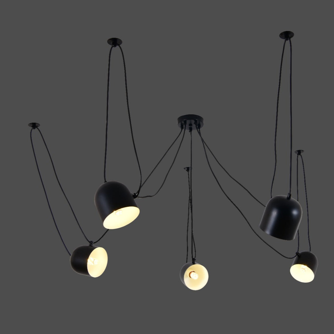 Модерно осветително тяло Custom Form Black Bowls 5xE27