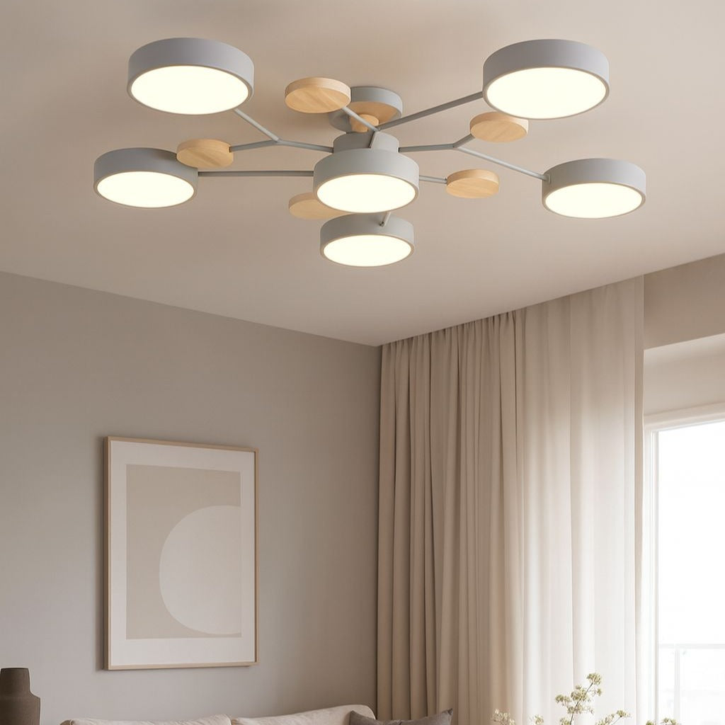 LED осветително тяло Grey & Wood 5+1 Еквивалент 800W Дистанционно