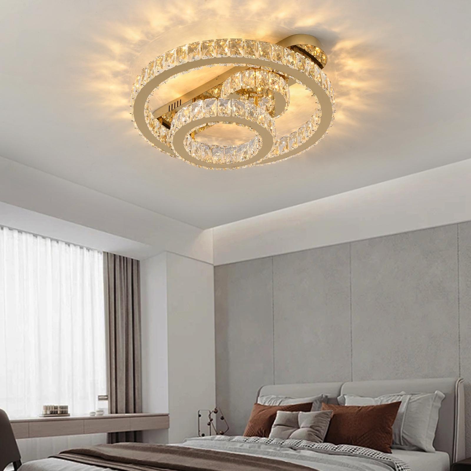LED осветително тяло CROWN Round Gold Cristal Еквивалент 600W Дистанционно