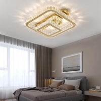 LED осветително тяло CROWN Square Gold Cristal Еквивалент 600W Дистанционно