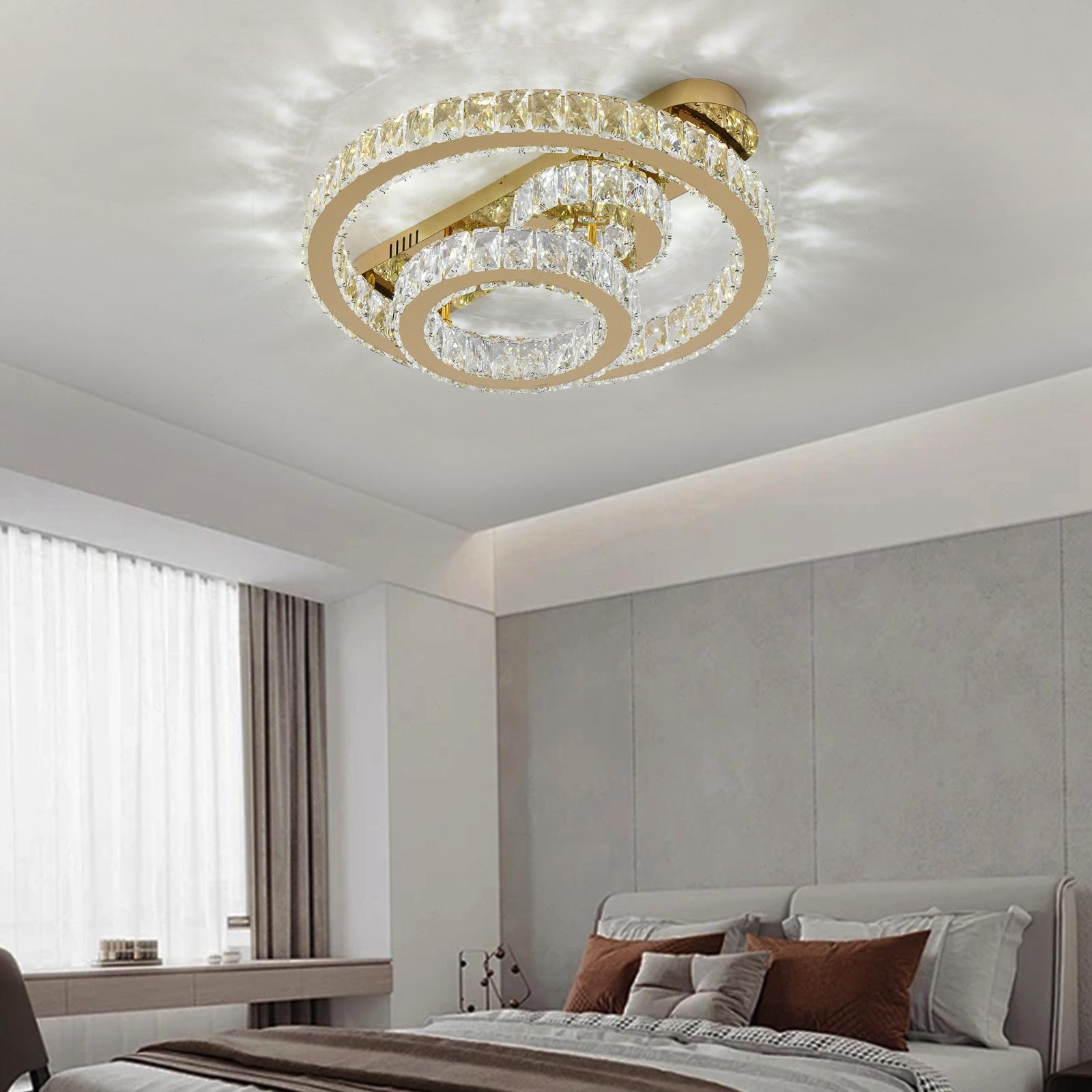 LED осветително тяло CROWN Round Gold Cristal Еквивалент 600W Дистанционно