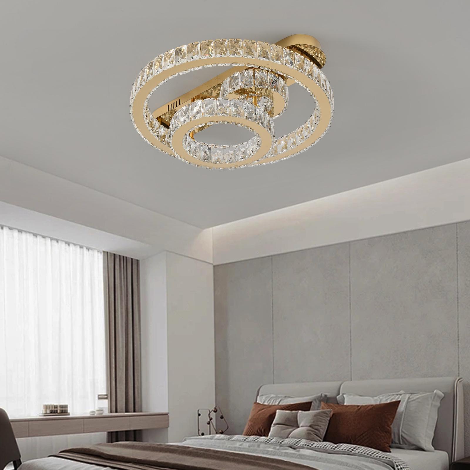 LED осветително тяло CROWN Round Gold Cristal Еквивалент 600W Дистанционно