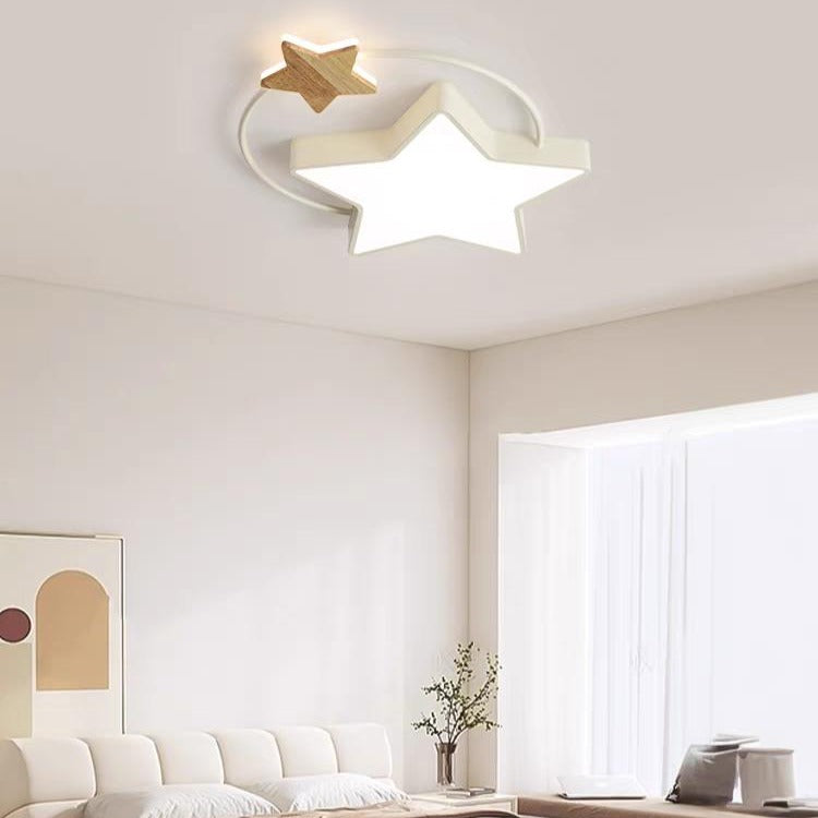 Модерно LED осветително тяло STAR White & Wood еквивалент 350W с дистанционно