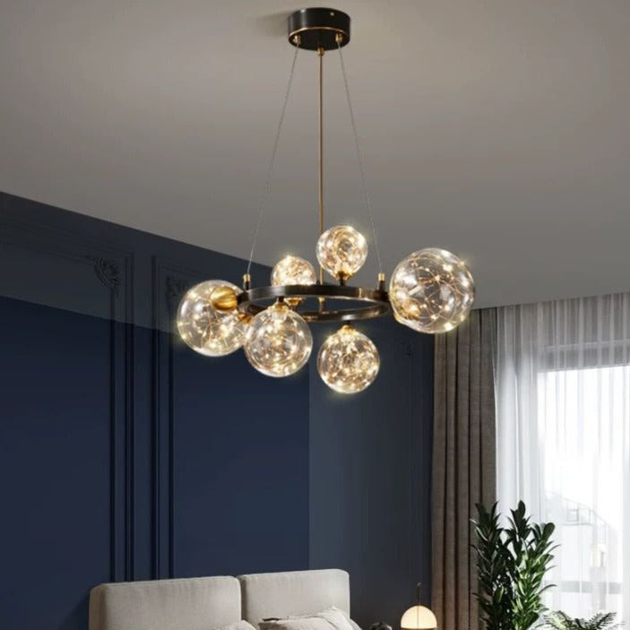 LED осветително тяло Black Sparkle, прозрачен абажур, еквивалент 250W