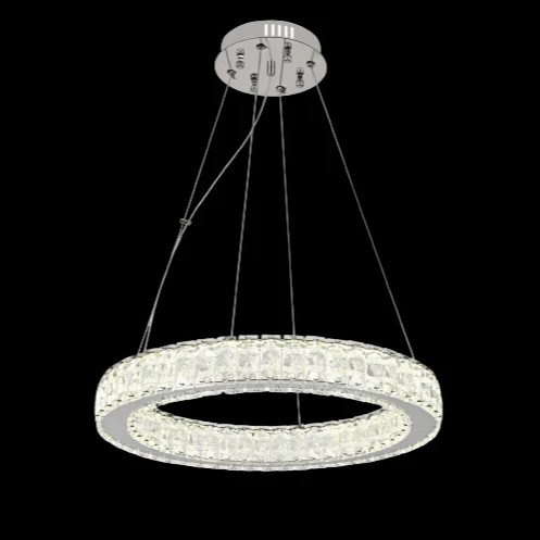 Осветително тяло LED Кристал 1 Сегмент Кръгъл Chrome Еквивалент 300W Дистанционно