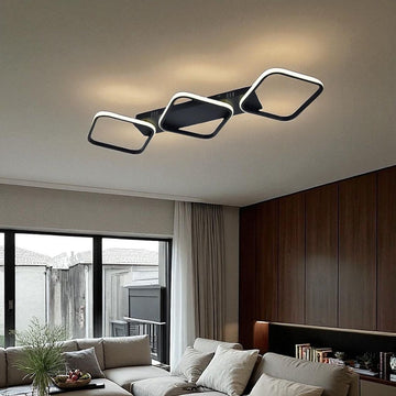 Lustra LED Lumara Black Echivalent 300W Telecomanda NEAGRA / SQUARE DESIGN / 83CM Lighting Fixtures