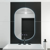 Oglinda LED 50x80cm Ovala Senzor 3 Lumini Ceas Dezaburire si Touch FRAMELESS / 50X80CM LED MIRROR