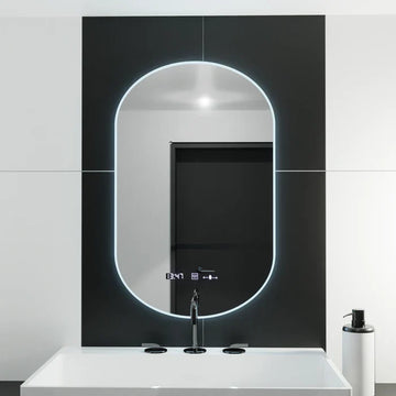 Oglinda LED 50x80cm Ovala Senzor 3 Lumini Ceas Dezaburire si Touch FRAMELESS / 50X80CM LED MIRROR