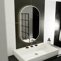 Oglinda LED 50x80cm Ovala Senzor 3 Lumini Ceas Dezaburire si Touch FRAMELESS / 50X80CM LED MIRROR