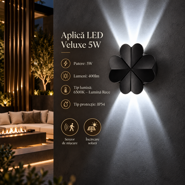 Външен LED аплик VELUXE, 5 W, Черен