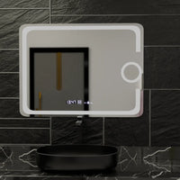 LED огледало 80x60cm, СЕНЗОР, 3 вида светлина, против замъгляване, димиране, часовник и термометър