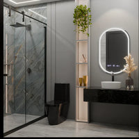Oglinda LED Ovala 50x80cm Senzor 3 Lumini Ceas Dezaburire si Touch FRAMELESS / 50X80CM LED MIRROR