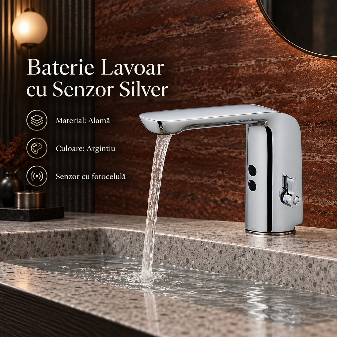 Смесител за мивка с фотоклетъчен сензор TouchFlow Хром