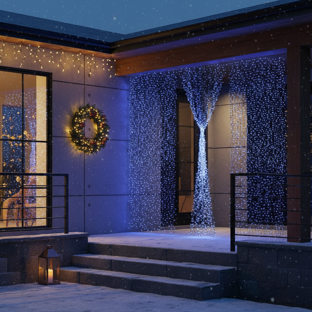 LED завеса Everblue 2.5x3m синя светлина 720 LED IP44
