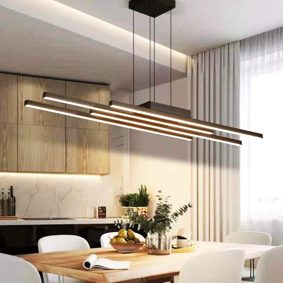LED осветително тяло висящо 4 Linnes Black еквивалент 400W с дистанционно