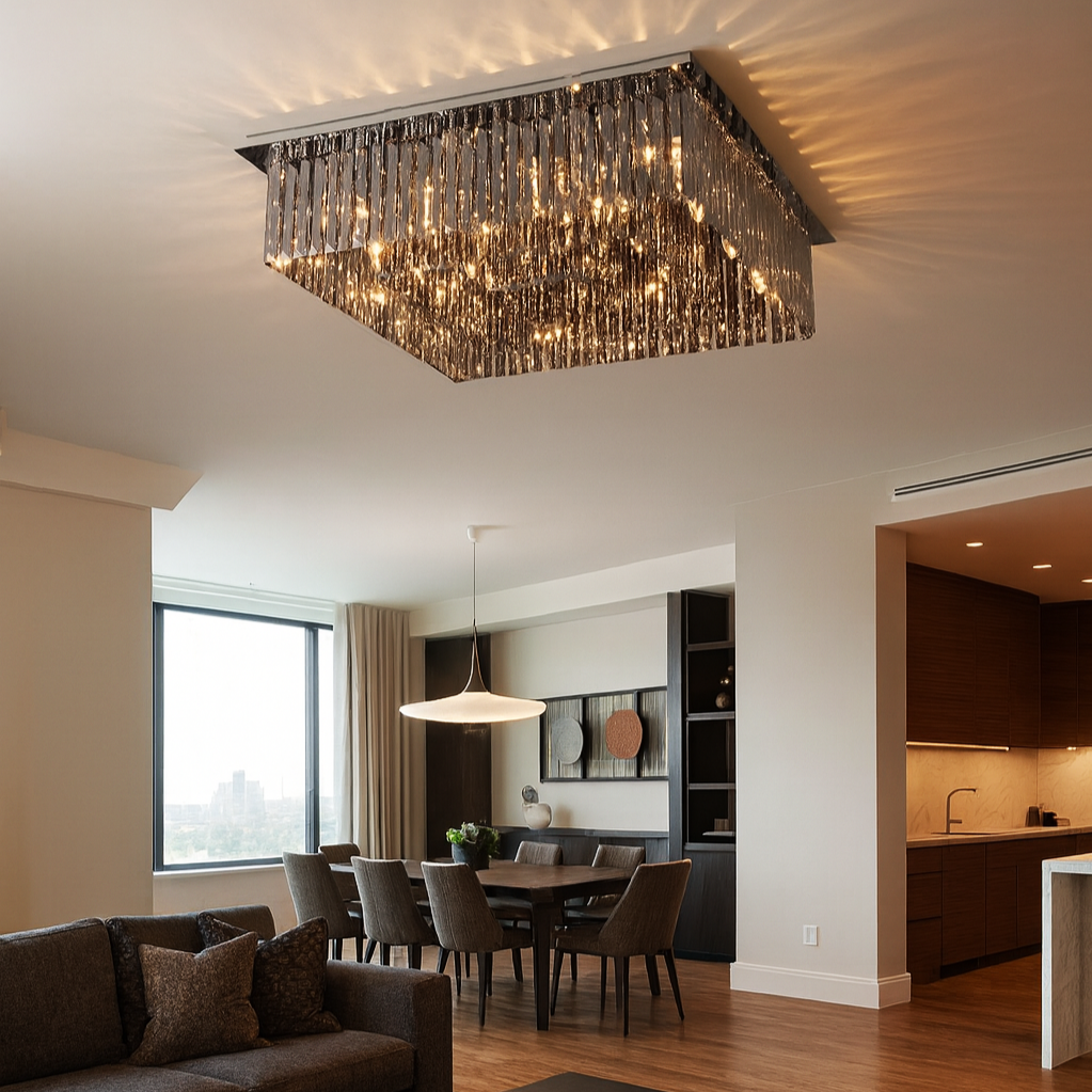 Плафонен полилей Cristal Dark Square Luxury