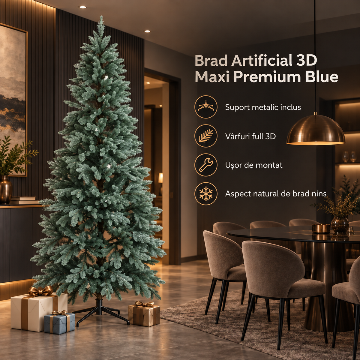 Изкуствена 3D Коледна елха Maxi Premium Blue H220xD120CM