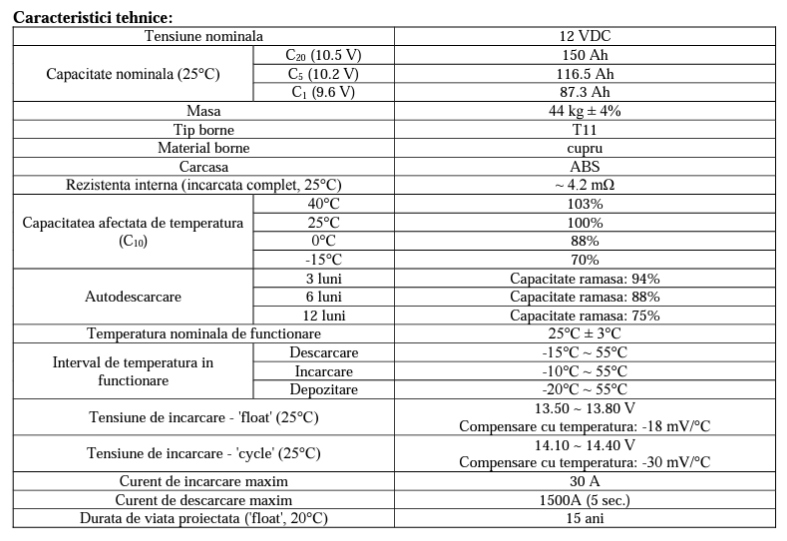 Соларен гел акумулатор UPTEC 12V 150AH батерия