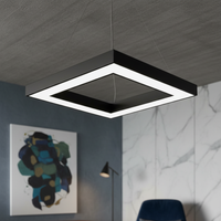 LED осветително тяло висящо RENZO Square Black с дистанционно, еквивалент 300W