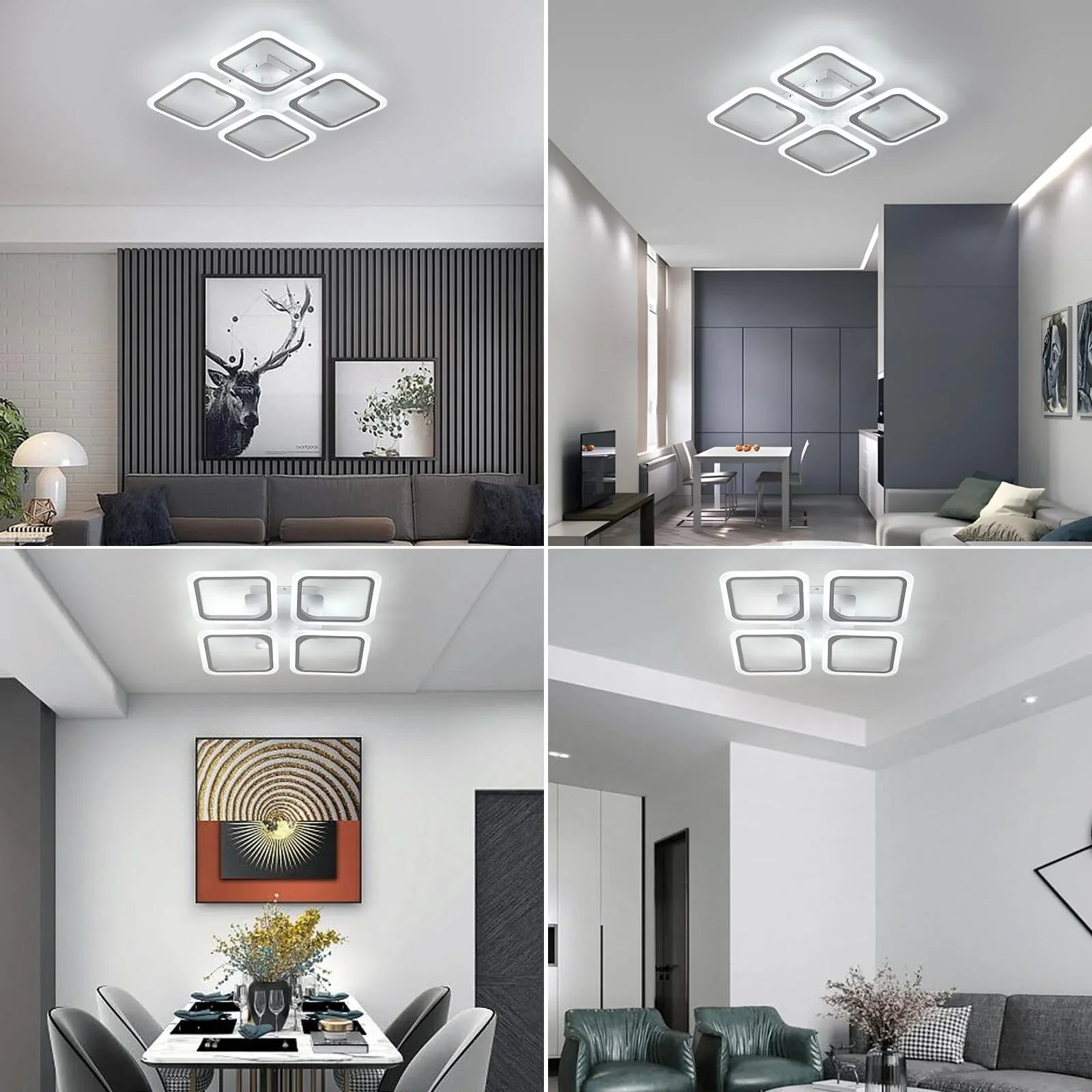 LED осветително тяло 4 SQUARES SONNE Бяло – еквивалент 700W, с дистанционно управление