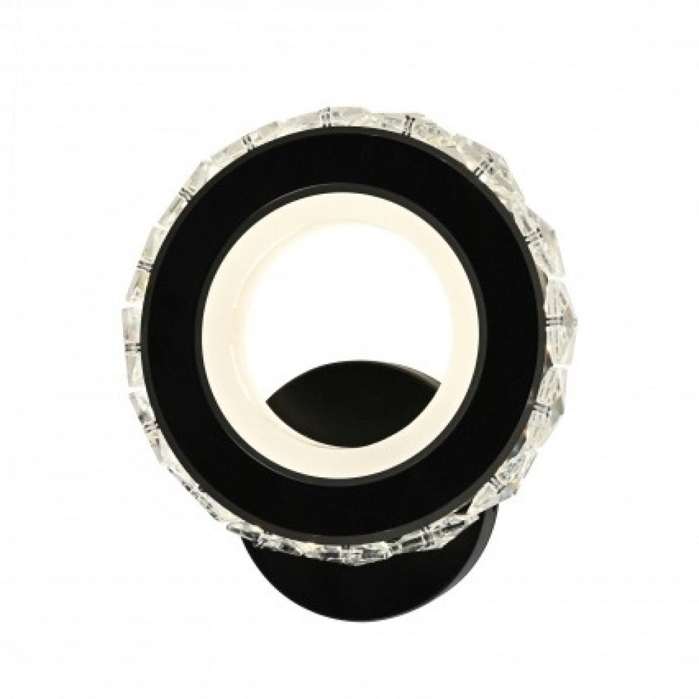 LED аплик 18W Кристал кръгъл Black