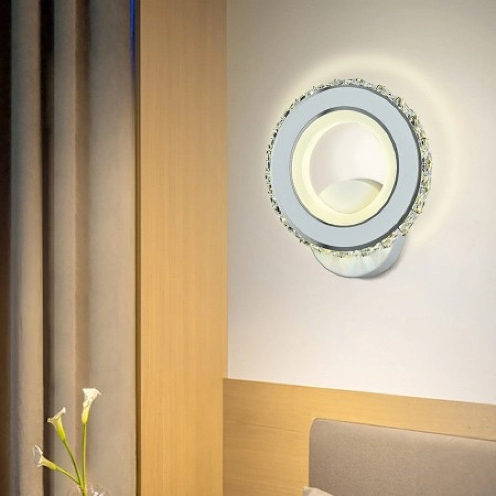 LED аплик 18W Кристал Кръгъл Бял