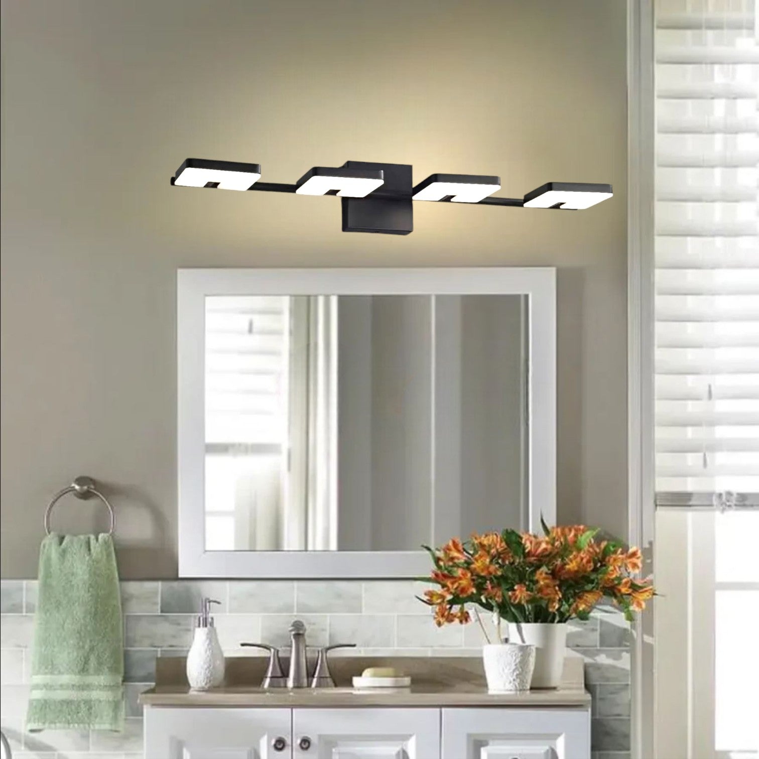 LED аплик за баня 40W 62cm черна, регулируема Black Squares