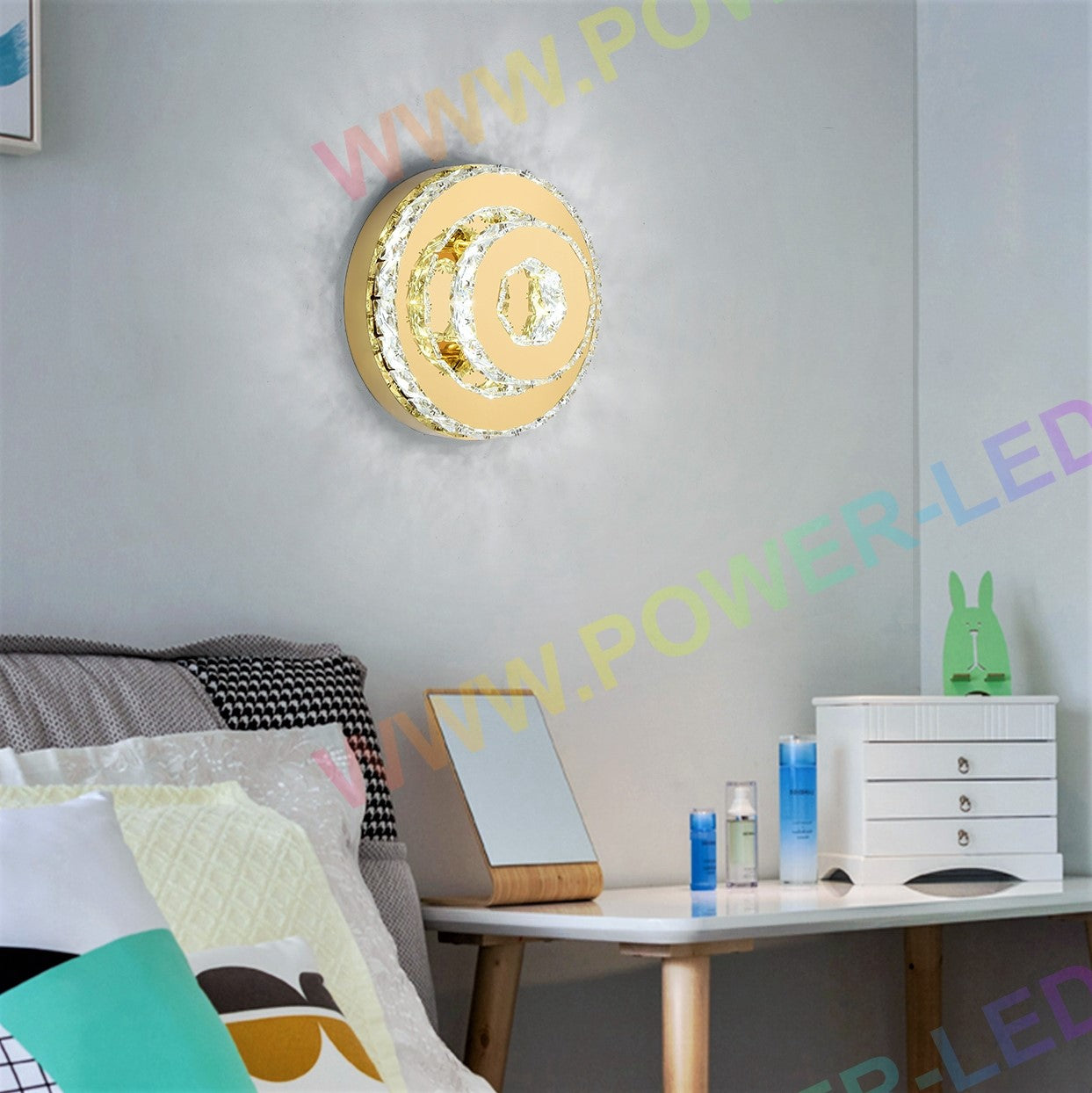 LED осветително тяло 40W CRISTAL Double Circle Gold