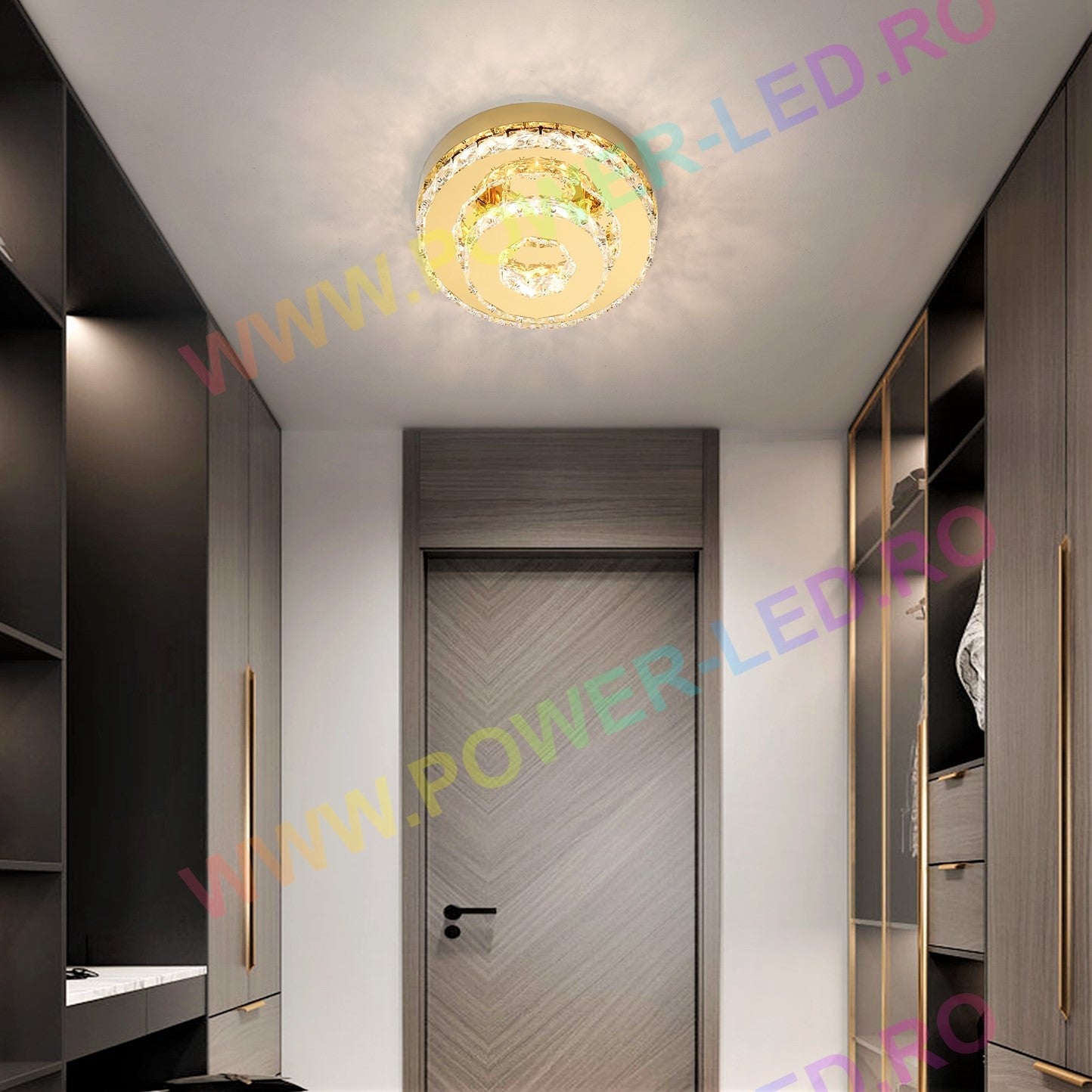 LED осветително тяло 40W CRISTAL Double Circle Gold