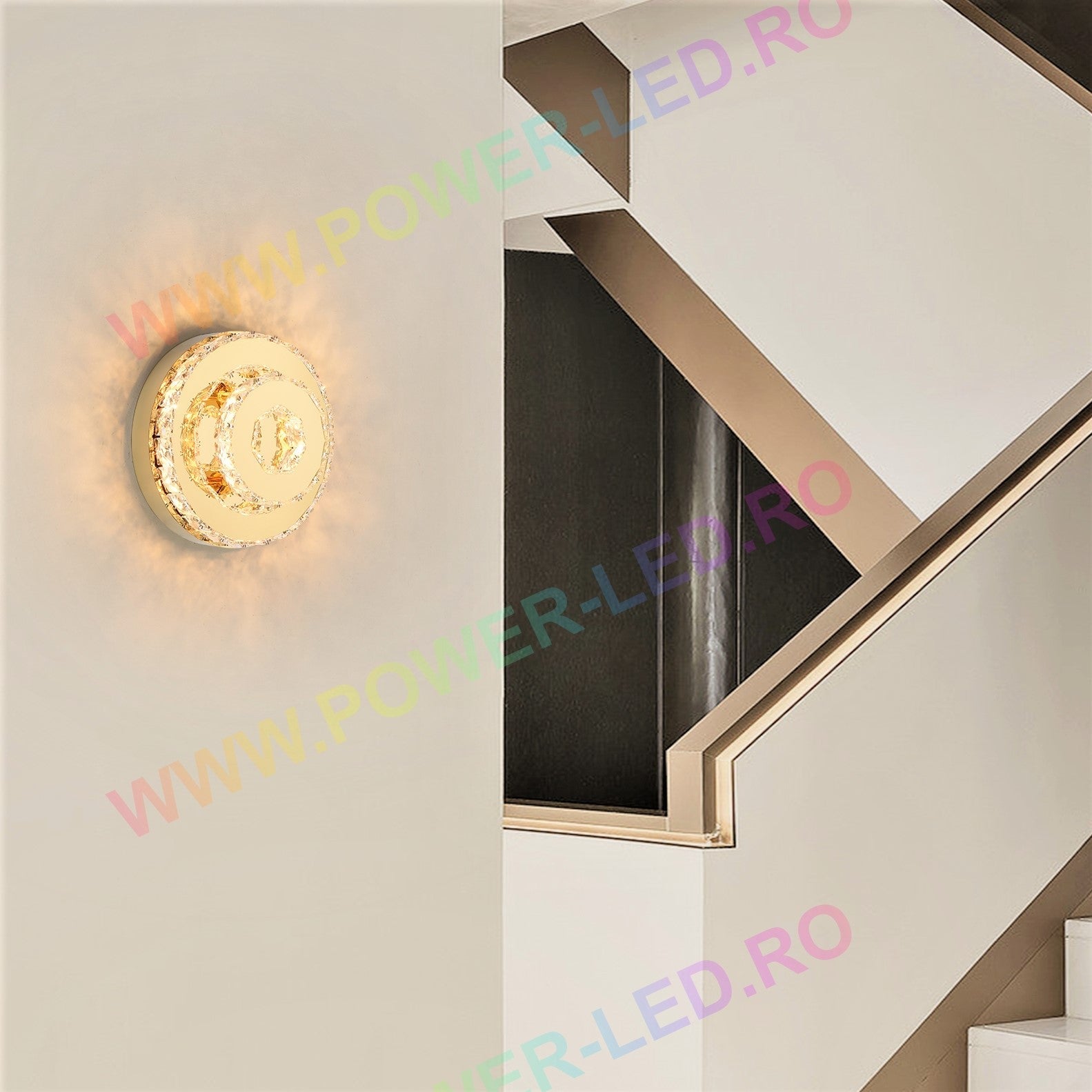 LED осветително тяло 40W CRISTAL Double Circle Gold