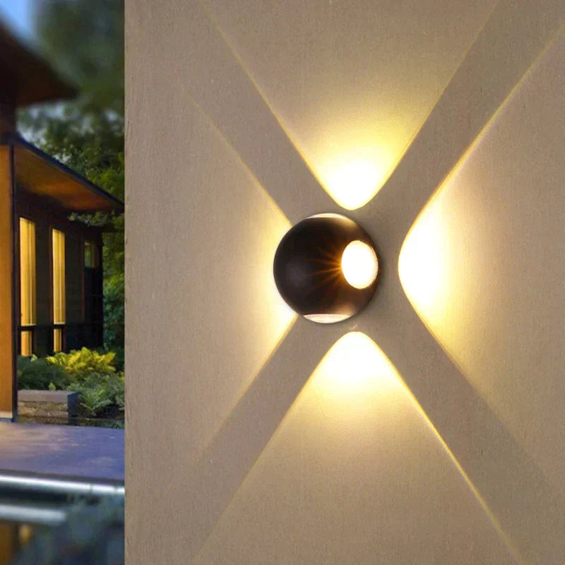 LED аплик 12W 4 зони за външен монтаж черна