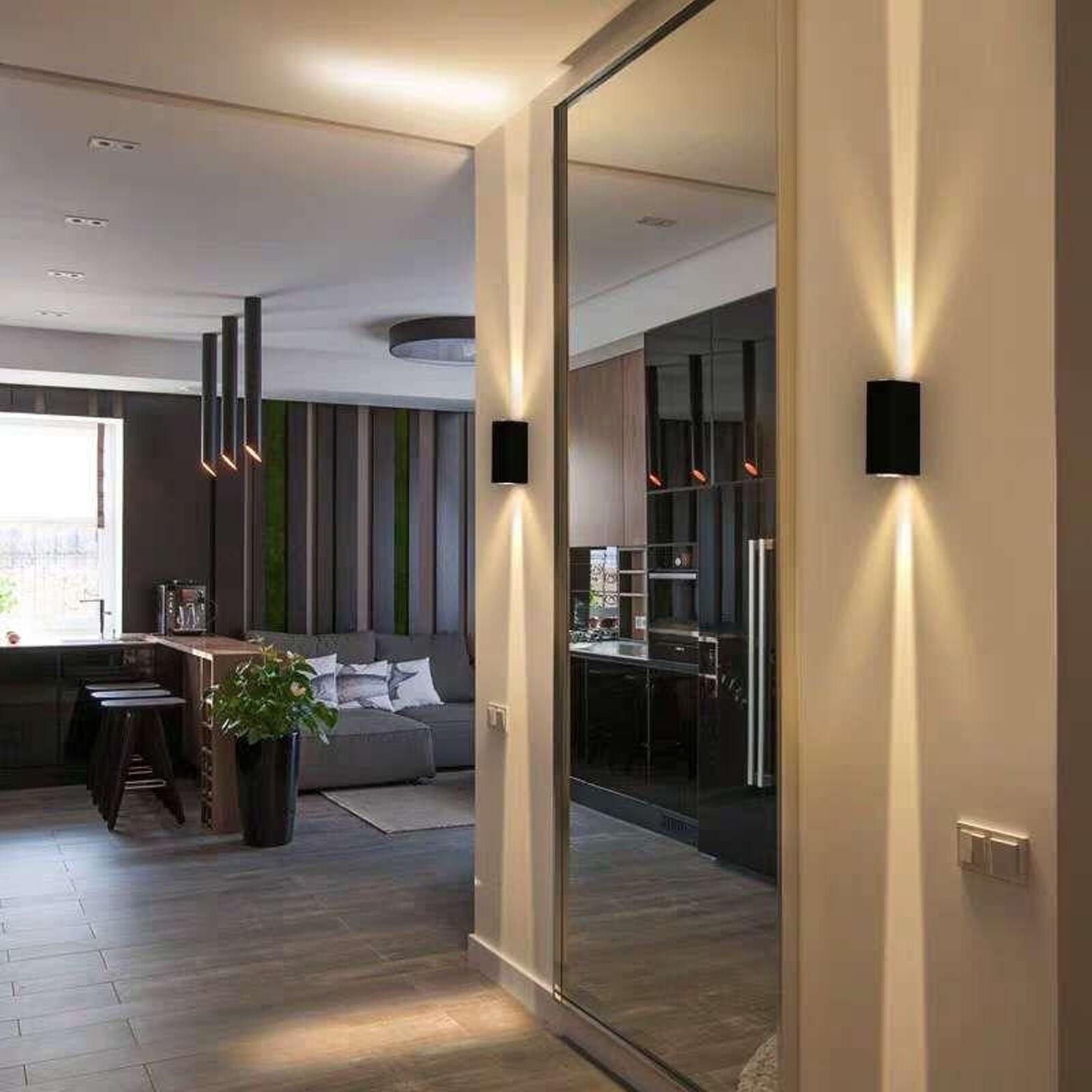 LED аплик за външен монтаж 2x3W LINES черна