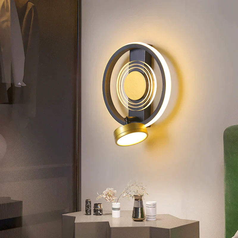 LED аплик 40W RING черен+златен