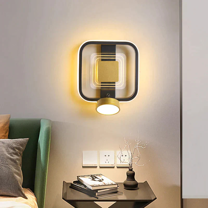 LED аплик 40W Square черен+златен