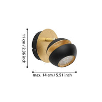 LED аплик NOCITO 3W ЧЕРЕН+ЗЛАТЕН, ориентиращ се