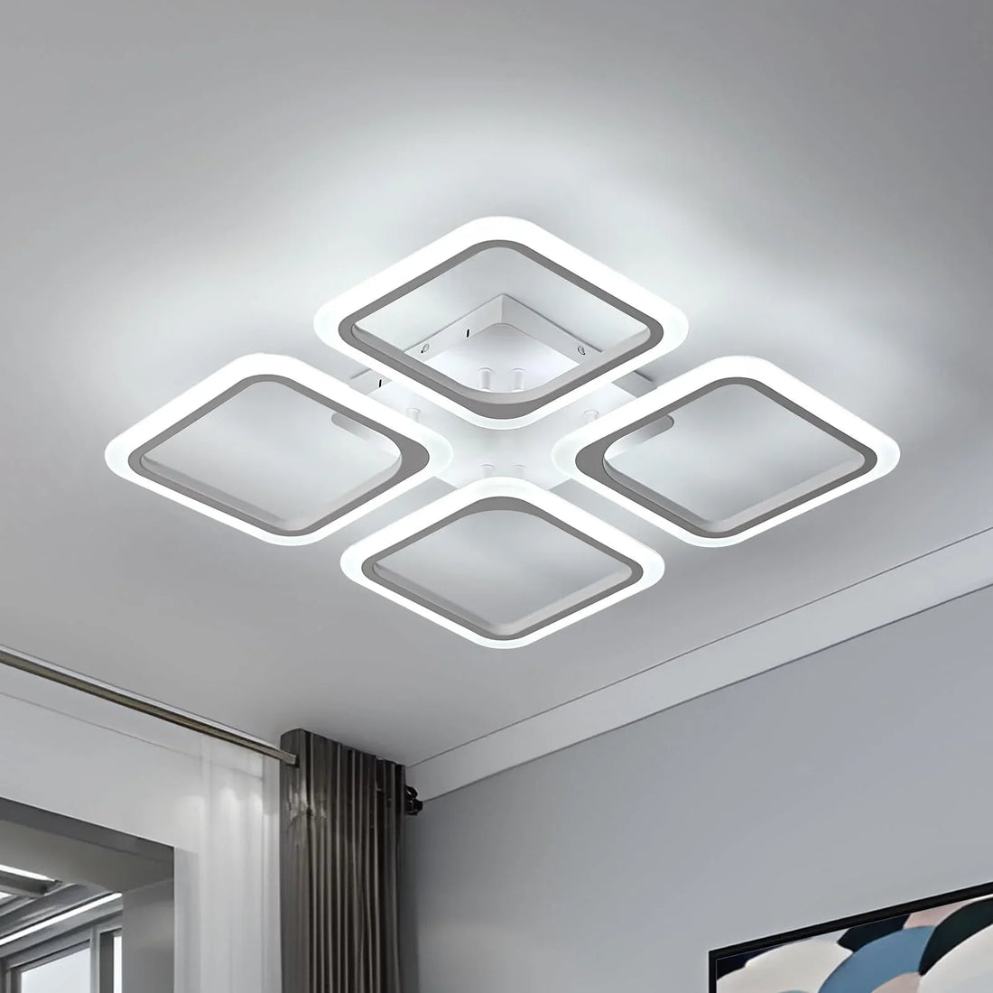 LED осветително тяло 4 SQUARES SONNE Бяло – еквивалент 700W, с дистанционно управление