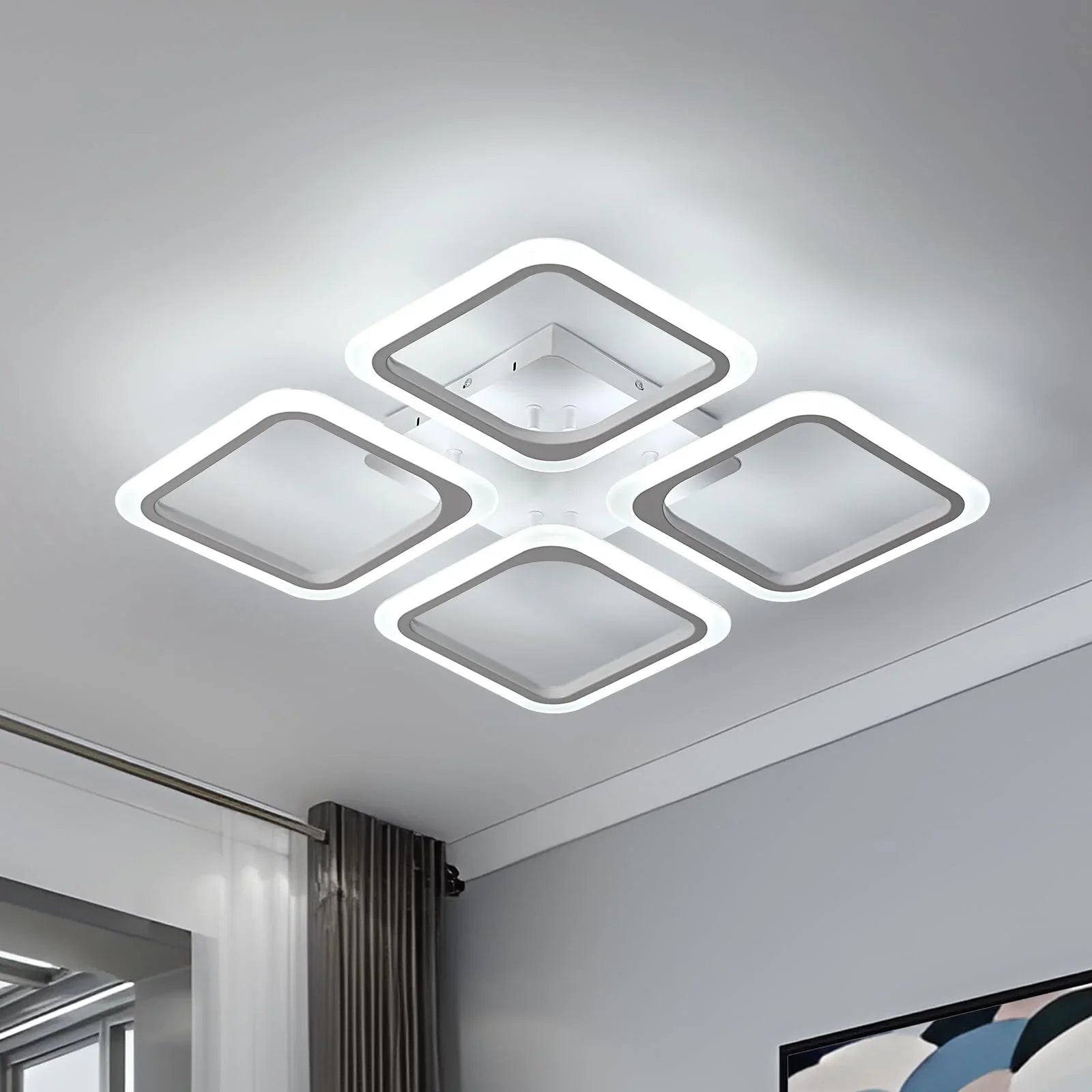 LED осветително тяло 4 SQUARES SONNE Бяло – еквивалент 700W, с дистанционно управление