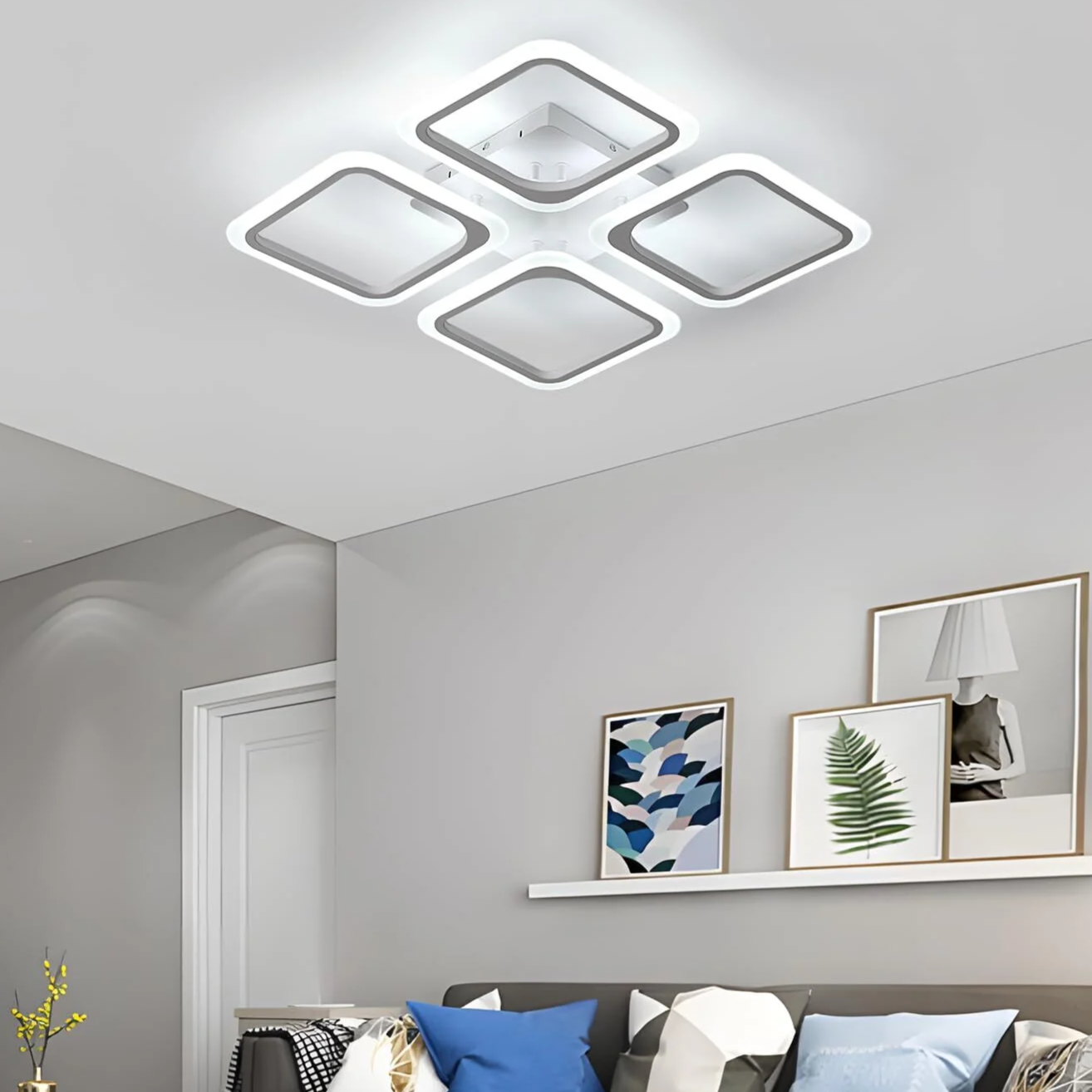 LED осветително тяло 4 SQUARES SONNE Бяло – еквивалент 700W, с дистанционно управление