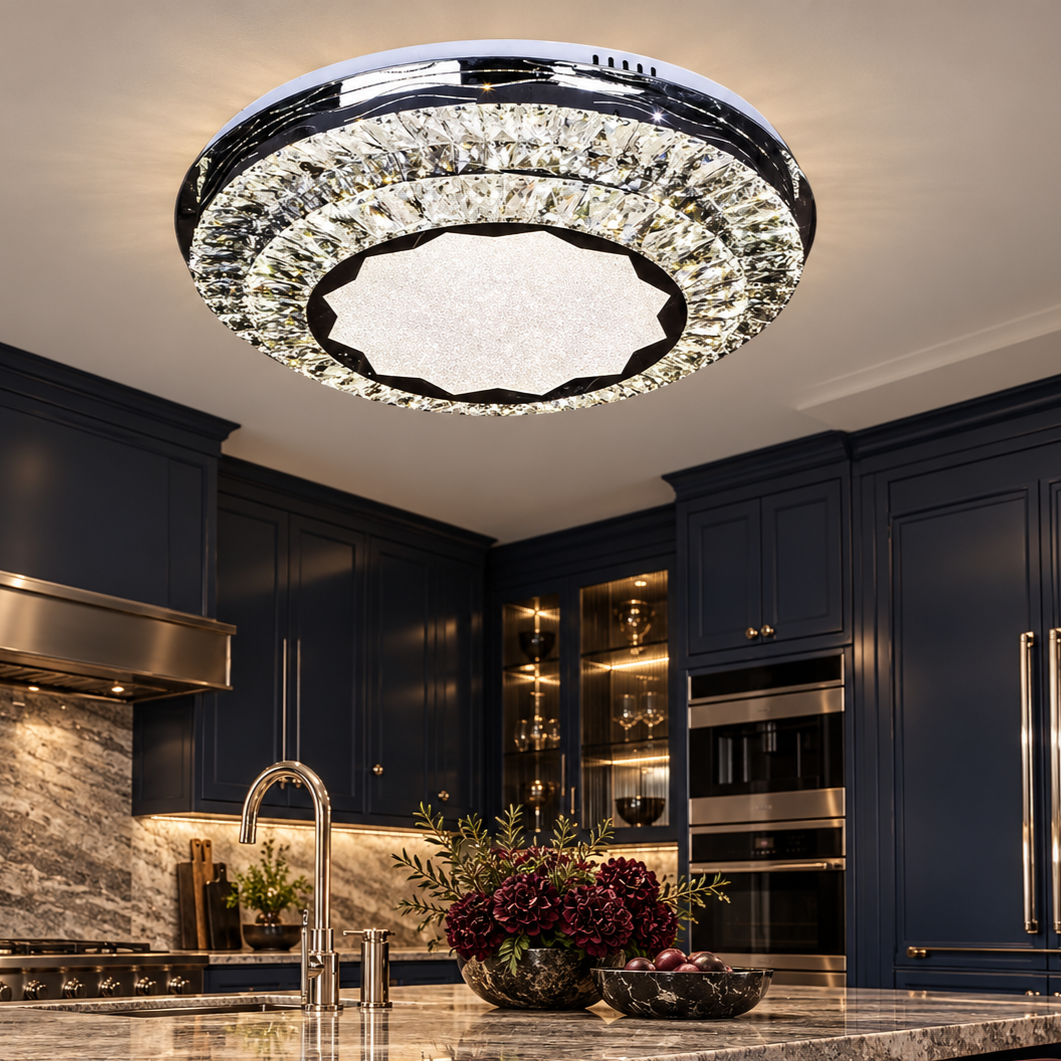 Осветително тяло LED Cristal Silver Halo Еквивалент 600W Дистанционно